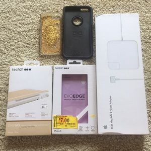 Phone cases and an Apple Adapter